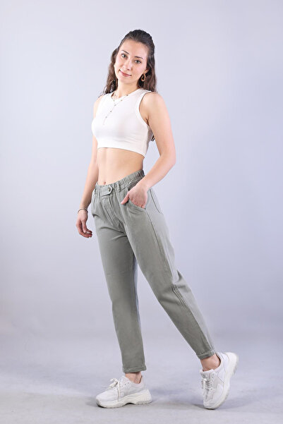 Mckanzie 4924 elastic waist button detailed trousers