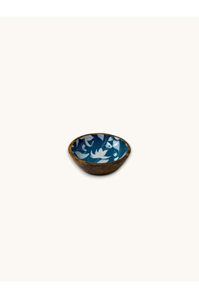 FARALYAHOME Mango Wood 13X13X4 cm Leaf Patterned Bowl, Presentation Bowl, Jam...