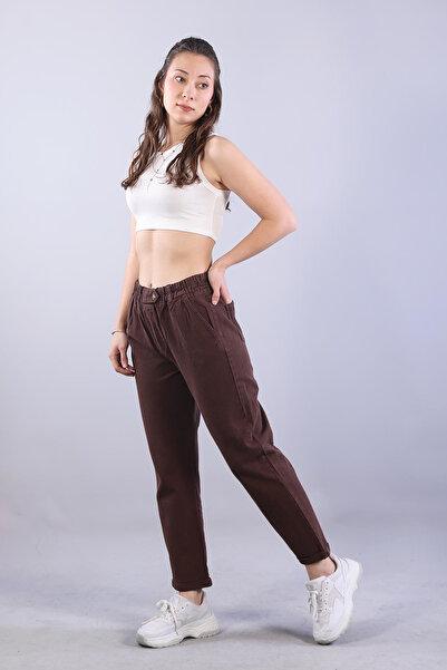 Mckanzie 4924 elastic waist button detailed trousers