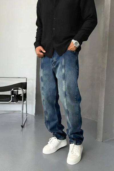 A&O Style Pantaloni de blugi pentru bărbați, cu design detaliat și cusături s...