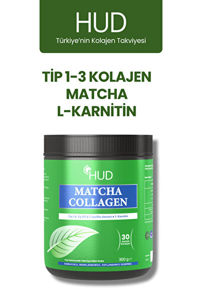 Hud Matcha Kolajen (TİP I VE TİP III), L-karnitin Ve Yeşil Çay Ekstresi 300 g...