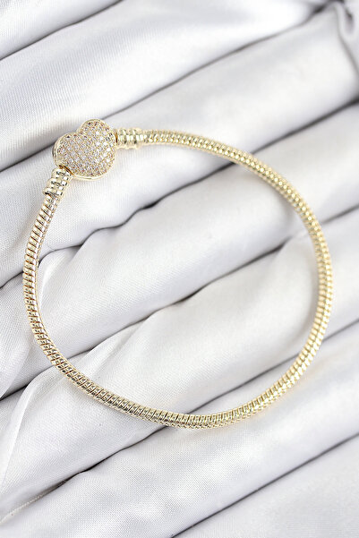 Skygo Brass Charm Zircon Stone Heart Model Gold Color Women's Bracelet - Tj-B...