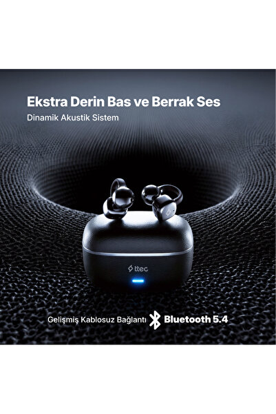 Ttec AirBeat Onyx Açık Kulak Tasarımlı Klipsli Kablosuz Bluetooth Kulaklık - 2KM178