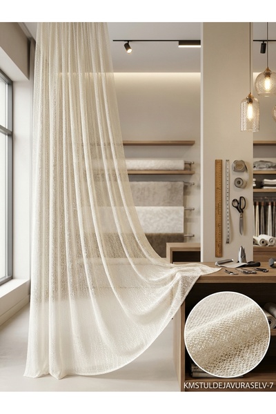 LEVENT ÖZEL Raşel Jakar Desenli Tül Perdelik Kumaş 100x300