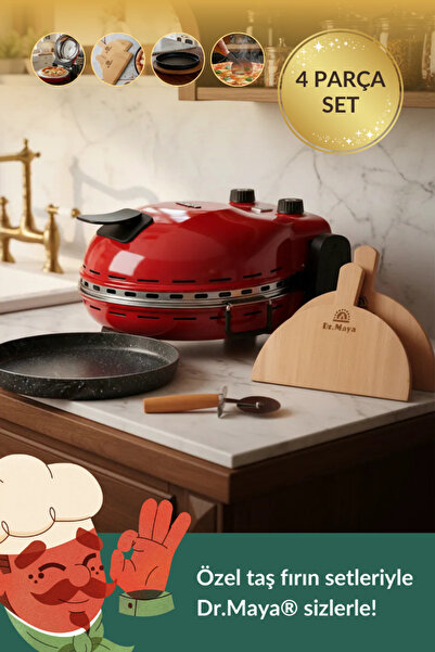 Dr.Maya Lezzet Seti Ürün Grubu - 4 Parça | Pro Plus Taş Fırın Makinesi (Kırmı...