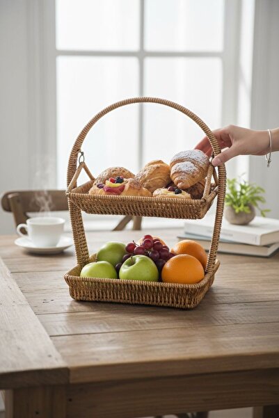 Bayev منظم سلة الفاكهة المزخرفة من ويكر 6222 ذو طبقتين