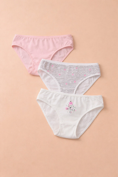 Fulla Moda Трусики для дівчаток з принтом у вигляді смугастого серця, 3 шт.