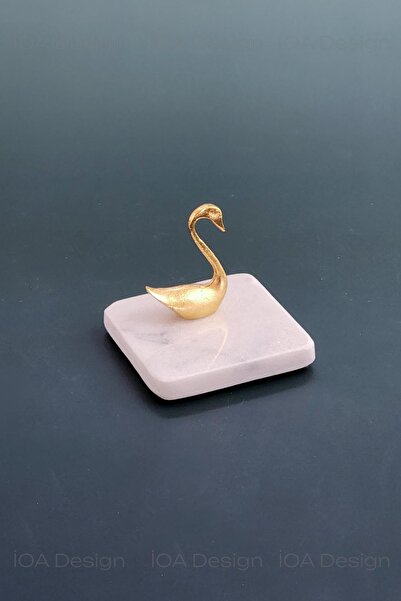 ioadesign وعاء تركي من الرخام مع شكل بجعة ذهبي اللون