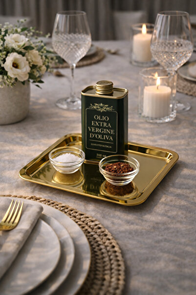 Arma House Gold Kare Sunum Tepsisi 21x21 cm