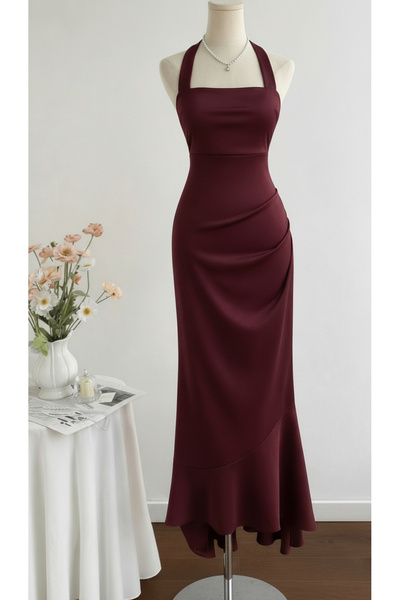 Dressco Melissa - Boyundan Bağlamalı Balık Form Volanlı Maxi Elbise