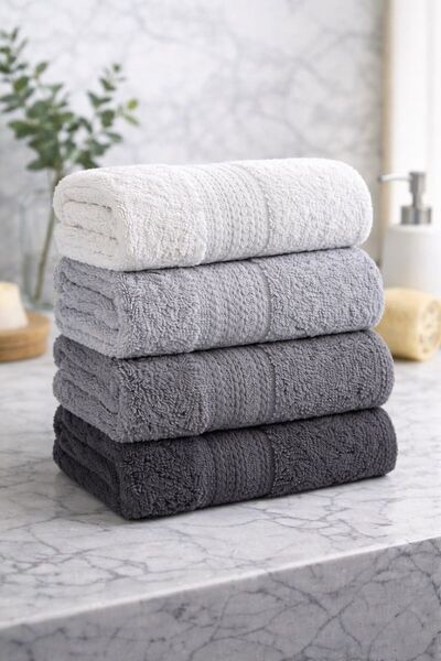 TABEA HOME طقم مناشف KAİ مكون من 4 قطع قطنية فائقة النعومة