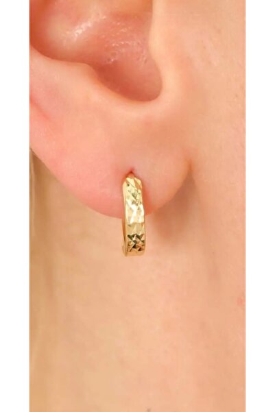 YCL JEWELLERY 14 Ayar (ÇİFT) Altın Kalemli Halka Küpe