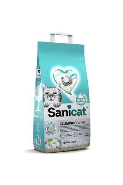 Sanicat Clumping White Cotton Fresh Oksijen Kontrol Emici Bentonit Kedi Kumu ...