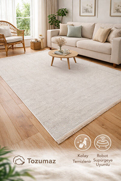 ANUTYA HOME Bukle Loop Bej Beyaz İskandinav Bohem Oturma Odası Salon Mutfak A...