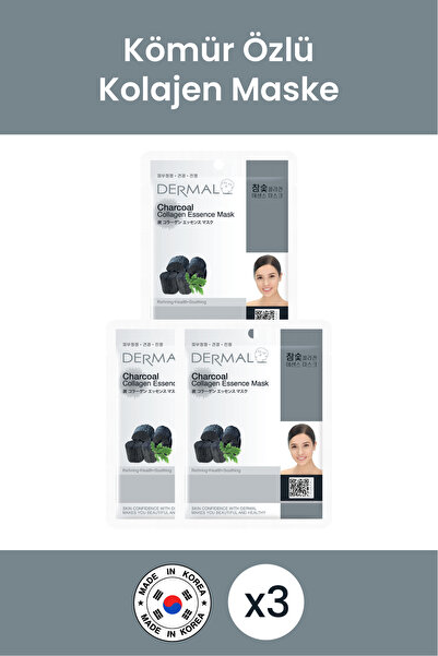 Dermal 23 Gr 3 Pieces - Purifying and Smoothing Charcoal Collagen Mask