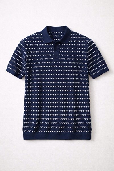 Valiberta Чоловіча футболка з віскозної тканини з візерунком Nordic - синя