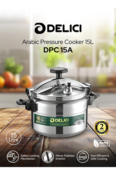 DELICI طنجرة ضغط عربية من الألومنيوم سعة 15 لترًا - DPC 15A