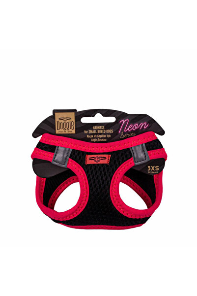 Doggie طوق صدر للكلاب منسوج رائع من النيون باللون الوردي مقاس Xxxsmall 22-26 سم