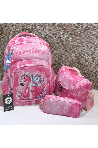 Bevitton Geantă pentru școală primară pentru fete, roz, set de personaj geanț...