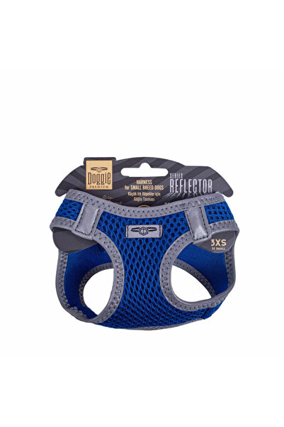 Doggie Cool Woven Reflector Small Breed Dog Chest Collar Xxxsmall Blue 22-26 cm
