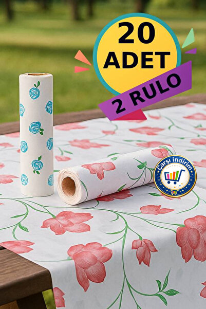 nistabolje 20 Adet Tek Kullanımlık Masa Örtüsü Kullan At Sıvı Geçirmez(2 RULO...