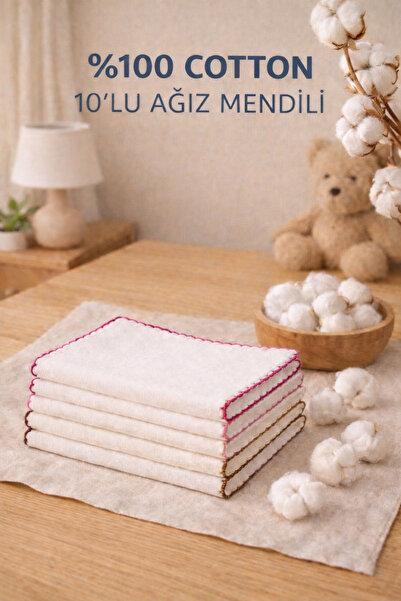 Cotton 10-Pack Baby Girl Mouth Wipes 20x20