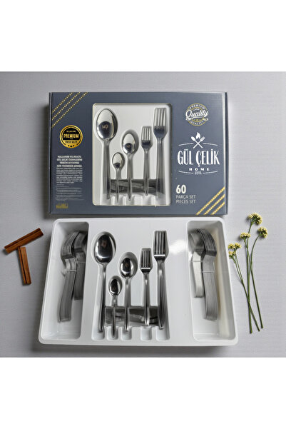 KAVEH طقم ملاعق شوكة مكون من 60 قطعة لـ 12 شخصًا موديل الحبل BOXED 18,0 جودة