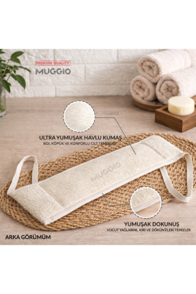 Muggio Sırt Banyo Kesesi Çift Taraflı %100 Doğal Loofah Kabak Lifli