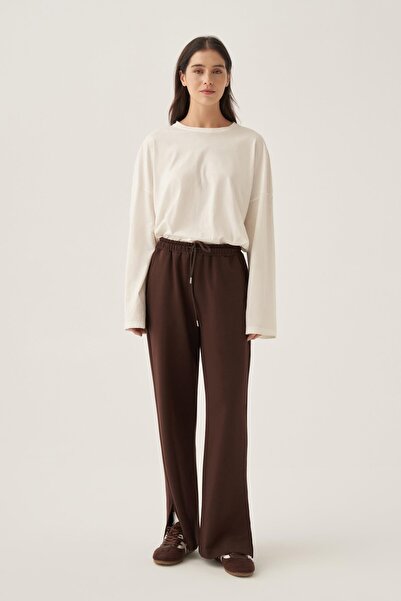 ALLDAY Pantaloni de sport din Lycra Bitter Brown cu fantă