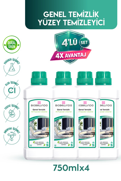 BioBellinda Doğal Ultra Konsantre Genel Temizlik 4x750 ml (4'LÜ SET)