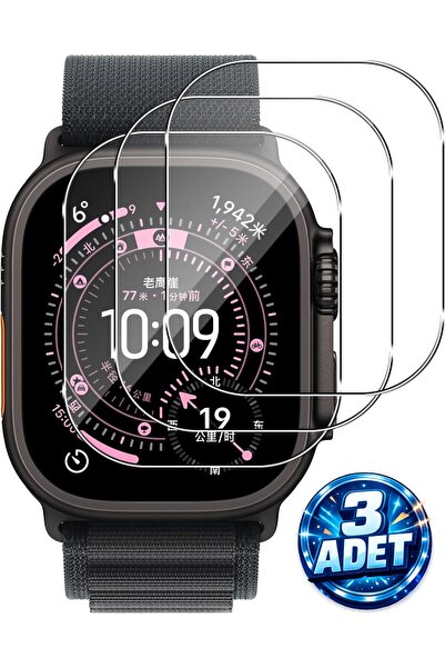 aheaks 3 Adet Watch Ultra 3/2/1 49mm için Nano Cam Ekran Koruyucu 9H Sertlikt...