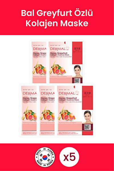 Dermal Aydınlatıcı Ve Canlandırıcı Bal Greyfurt Kolajen Özlü Maske 23 Gr 5 Adet