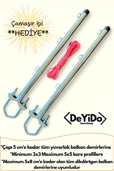 DeYiDo Balkon Çamaşır Askılığı Çamaşırlık Kurutma Askısı Küpeşte Kıyafet Elbi...