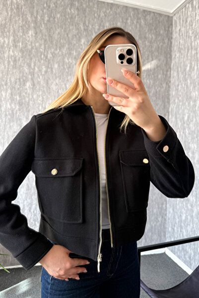 ModaPlaza Women's Zippered Short Cashmere Coat 60553