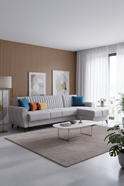 nikshop Nice Yataklı Köşe Koltuk Takımı - Gri