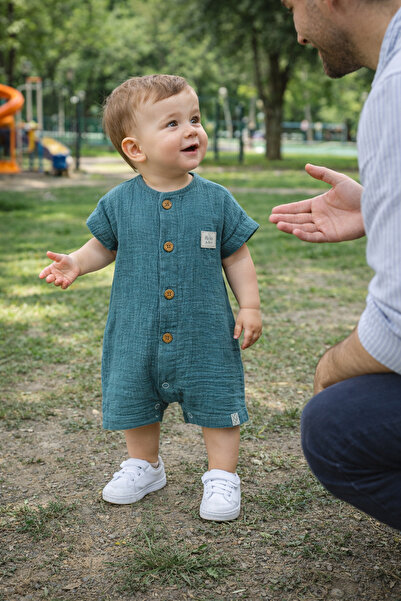 Begisa Begi %100 Pamuk Müslin Kız Erkek Bebek Kısa Kollu Çıtçıtlı Tulum 22404...