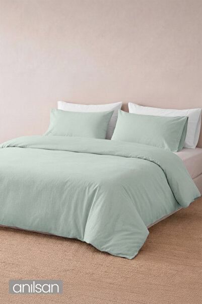 Anılsan Set de husă de pilote Camelia Single Flat Ranforce - Verde mentă, 100...