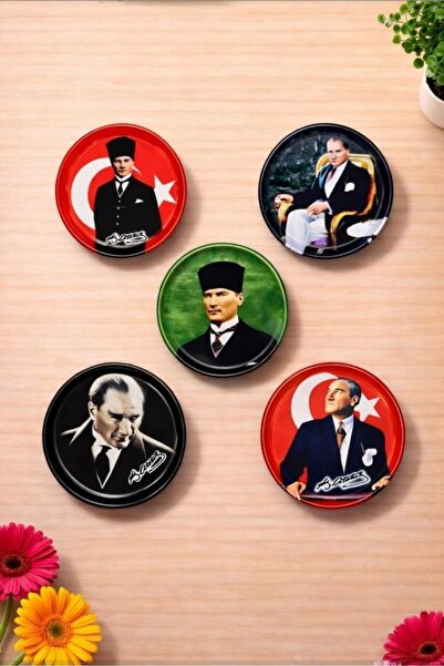 UPEKA 5'li Atatürk Temalı Metal Magnet Set Koleksiyon ve Dekor Kutulu Ürün 5cm