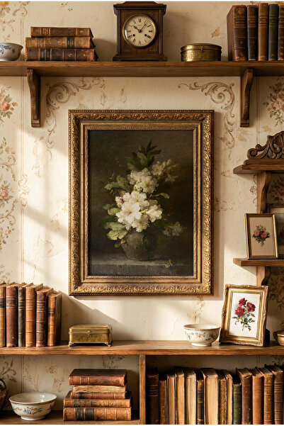 epiqart Beyaz Ormangülü - Vintage Desenli Çerçeve