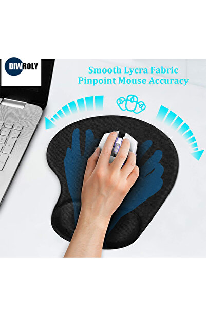 ATAELEKTRONİK Siyah Mause Pad Bilek Jel Destekli Mauseped Kaydırmaz Tabanlı F...