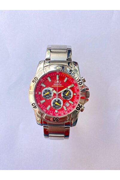 Q&Q Superior Erkek Gümüş Renk Kronometreli Çelik Kol Saati