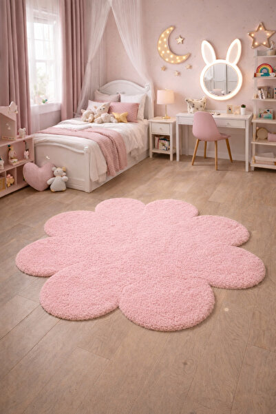 SOFT DECOR Kaymaz Taban Yuvarlak Papatya Şekilli Halı Modern Salon Koridor Mu...