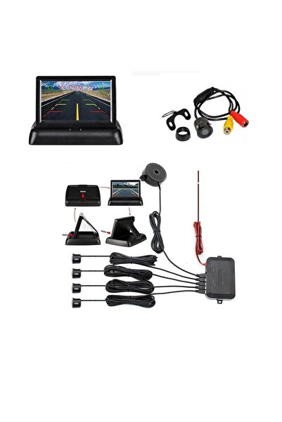 AEM Araç geri park sensörü monitör ve kameralı ses ikazlı gri göz