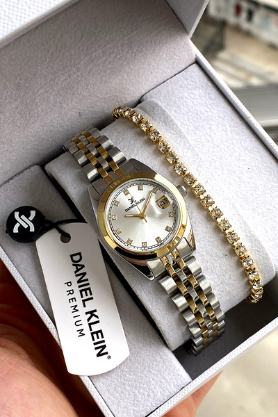 Daniel Klein %100 Orijinal Altın Gümüş Rengi Kordon Çelik Kadın Kol Saati Bil...