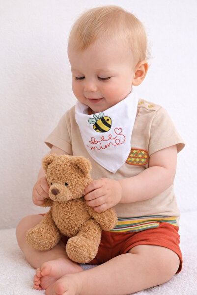 Pino Baby طقم تي شيرت وشورت ومريلة مطبوع عليه نحلة 3426