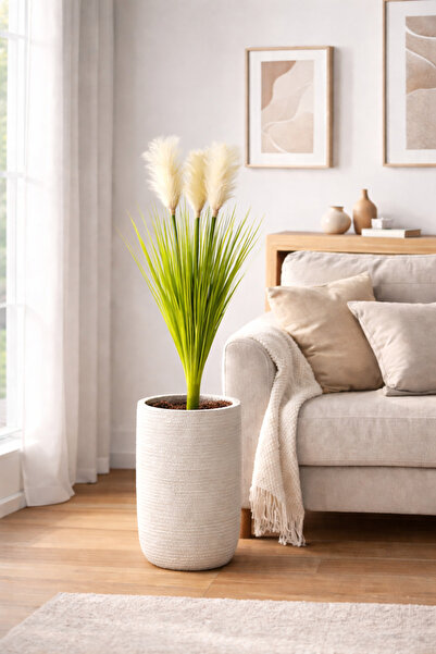 çiçek rengi dekor Dekoratif Yapay Pampas 80 cm 3 Dal Pampastan Oluşur