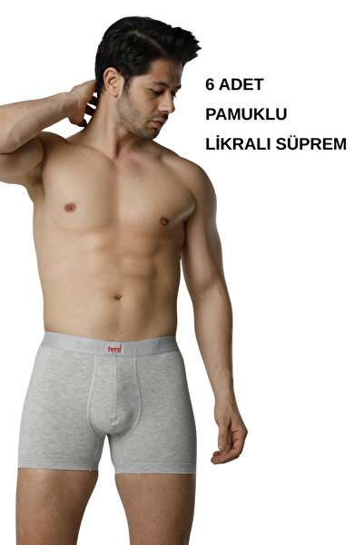 Hmd Erkek Gri Pamuklu Likralı Boxer 6 Lı 302 6