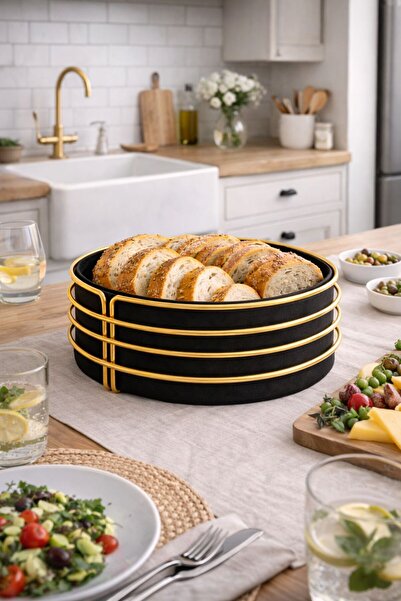 KARTEYA سلة خبز الخبز من الدرجة الأولى، سلة ذهبية فاخرة من الفولاذ المقاوم لل...