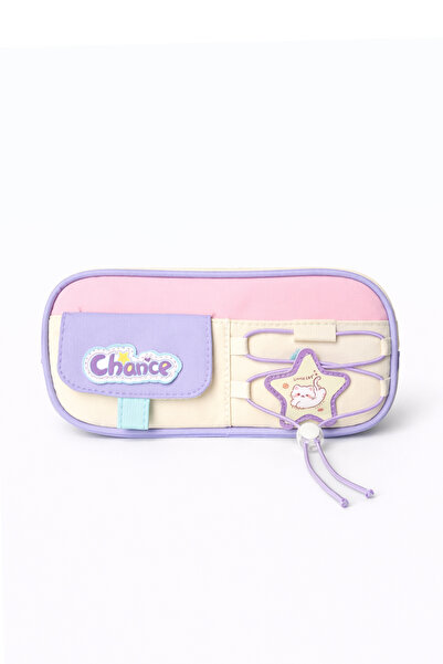Ecrou Multi-Colored Star Detailed Drawstring Pencil Case Lilac