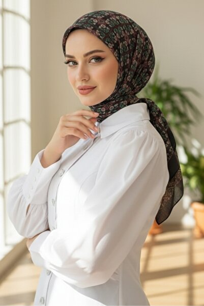 Bestenur وشاح ناعم منقوش باللون الكاكي فيت 1183